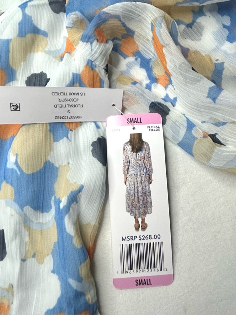 Joie Midi Dress Womens S Floral Chiffon Tiered Balloon Sleeve Cottagecore Flowy - Picture 12 of 16